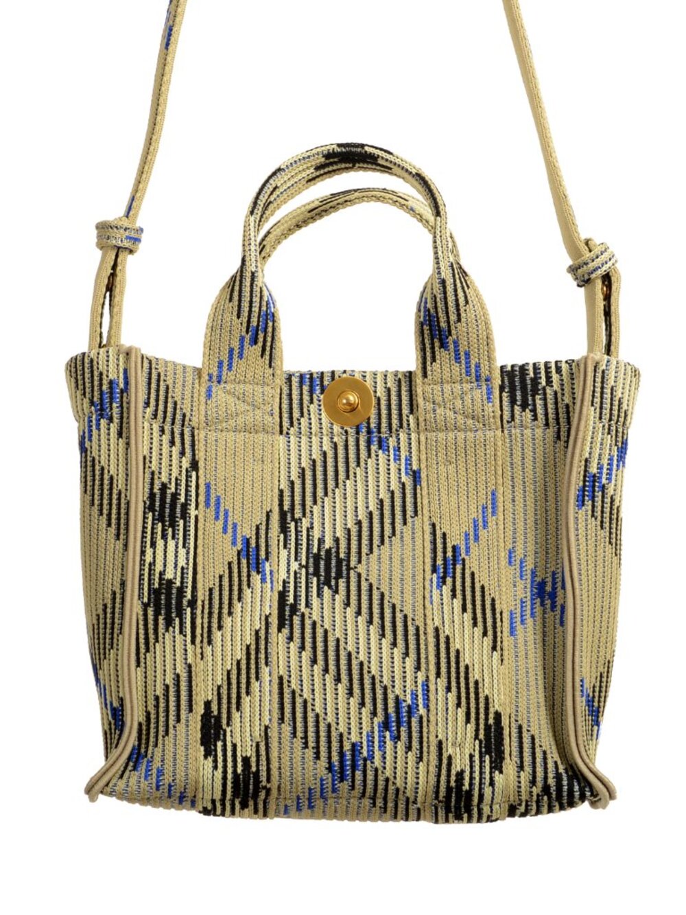 Burberry "Mn Knit Tote" Lichen Plaid Handbag Shoulder Tote Bag - Picture 5 of 8